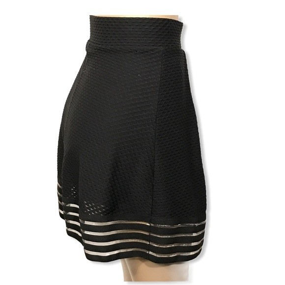 Material girl Skirt High waist pleated Mesh hem black - Picture 5 of 10